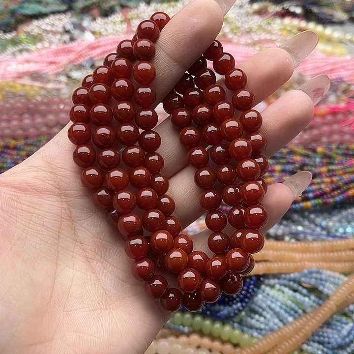 玛瑙/玉髓珠宝半成品未镶嵌8mm左右南红108颗