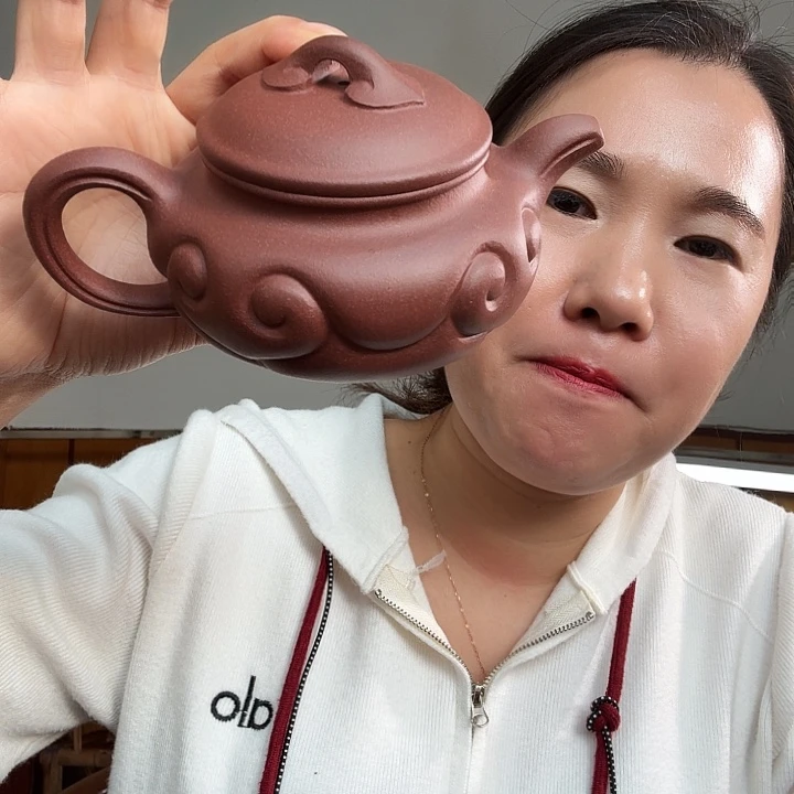 岁***流茶壶紫砂紫泥仿古如意300cc