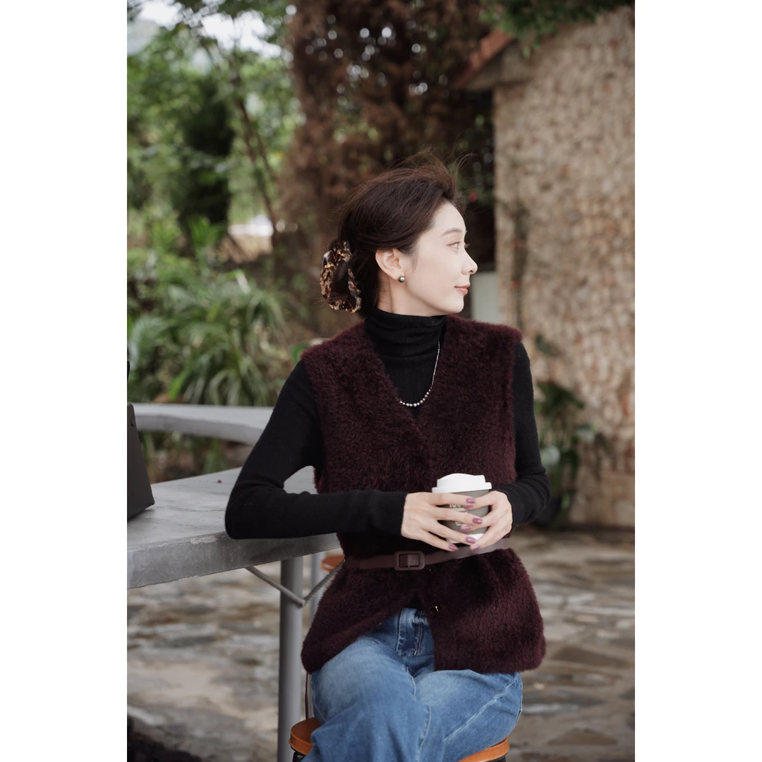 【CHENSMCHEN×JCSO】进口定染色V领腰带马甲拉贡外套CdSU9530LC