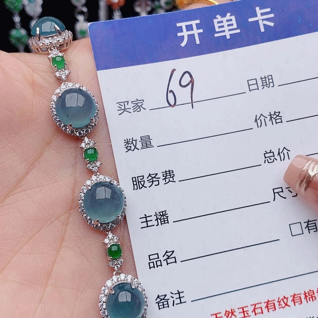 翡翠戒指银S925镶嵌胖****的手链