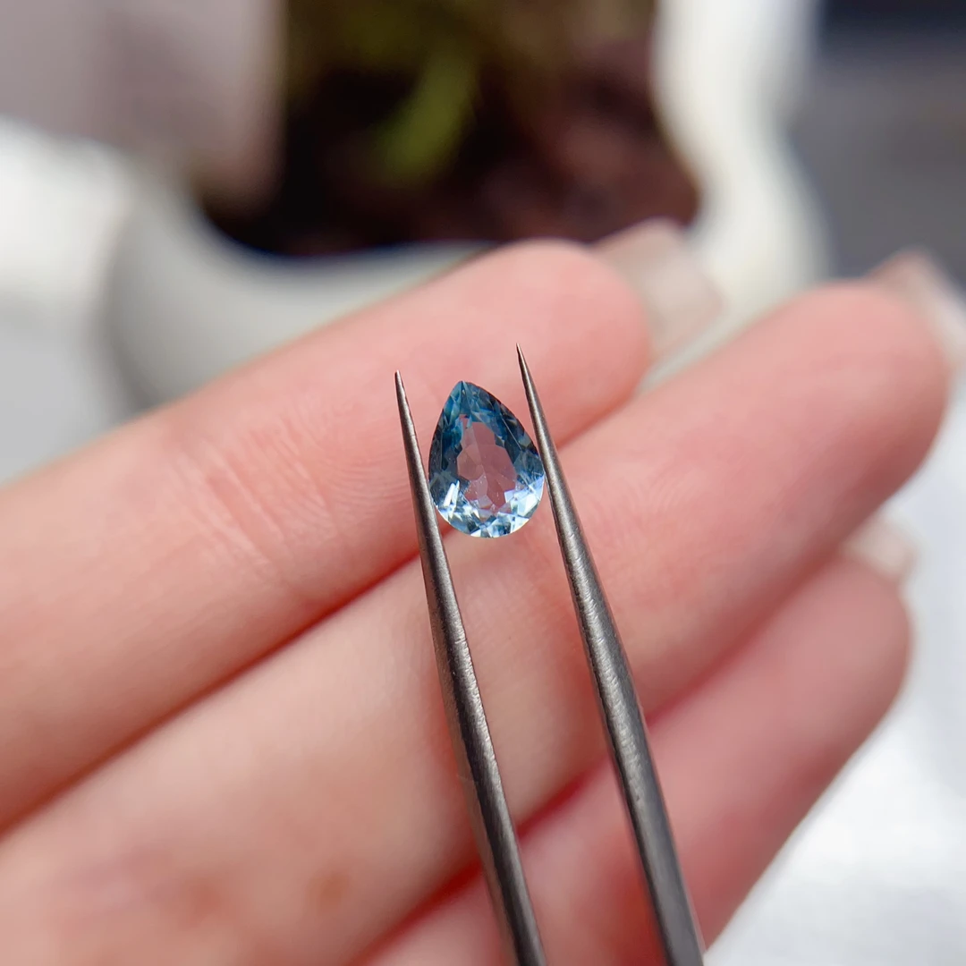 天然圣玛利亚海蓝宝裸石0.79ct/5*7干净经典百搭