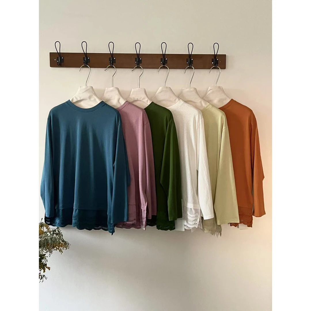 叨叨定制款#6762#下摆拼接花边圆领T恤  XX