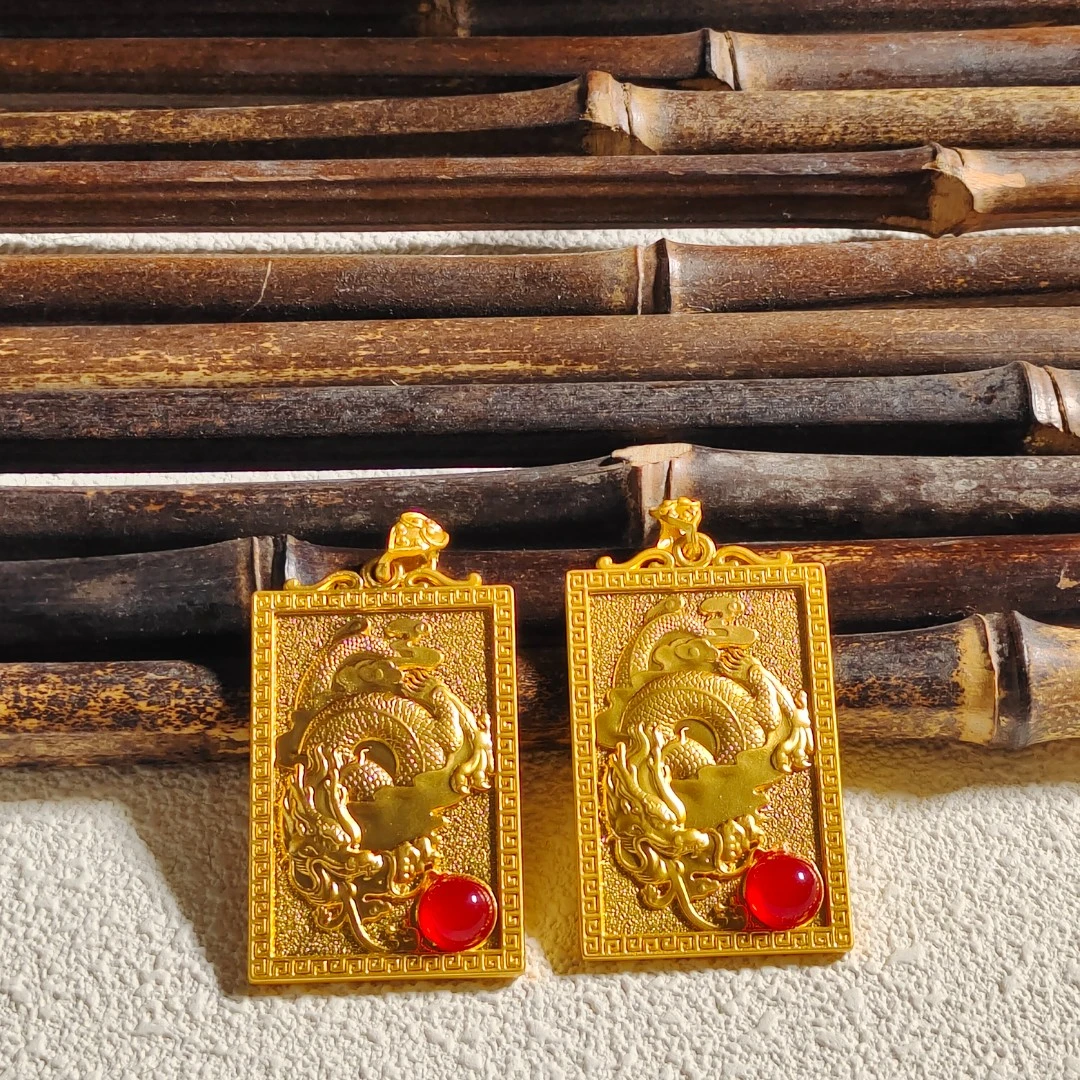 24-KK936精品国潮时尚龙行天下黄色吊坠