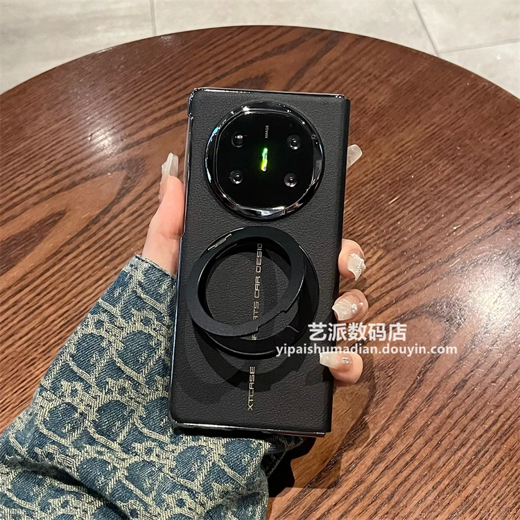 适用华为mateX6手机壳x6高档皮质磁吸支架全包边防摔翻盖保护套男