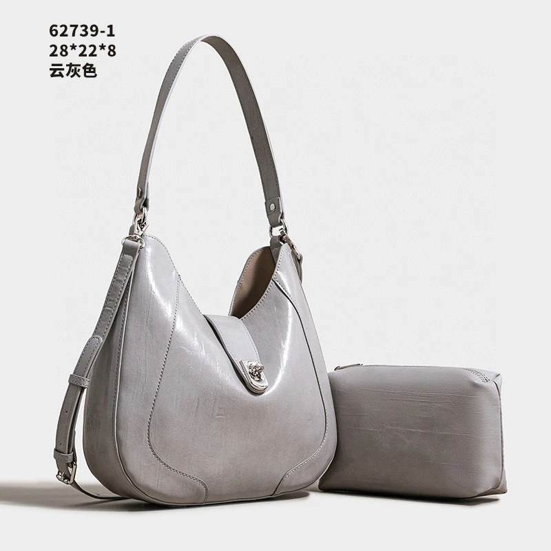 【英柏甄选】SK-62739-1-云灰 然与纯小众设计感时尚单肩百搭女包