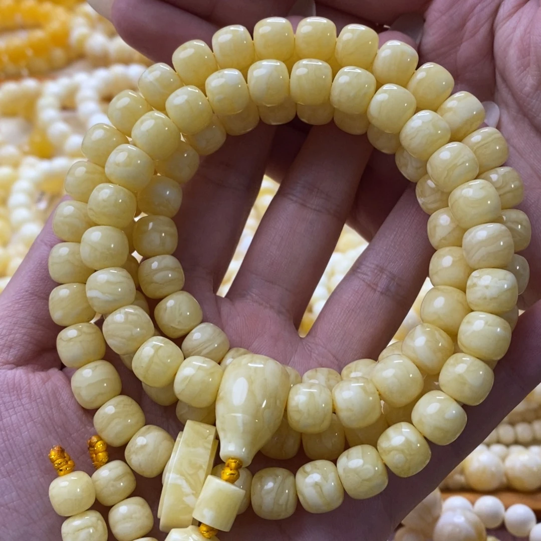 琥珀未镶嵌手串10m同料虎皮老型108