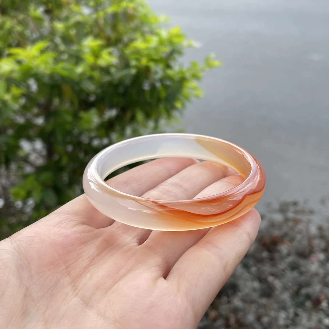 圈口54+正圈橘红锦鲤半山水飘纹飘缠丝-玛瑙