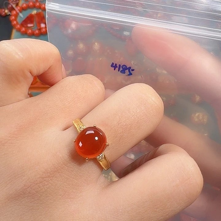 南红玛瑙银S925镶嵌7+