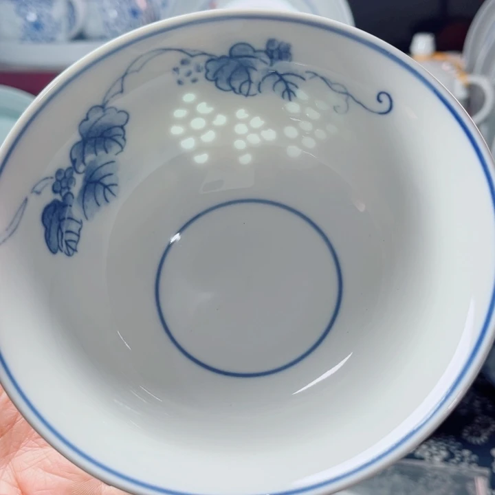 青花玲珑5寸饭碗葡萄