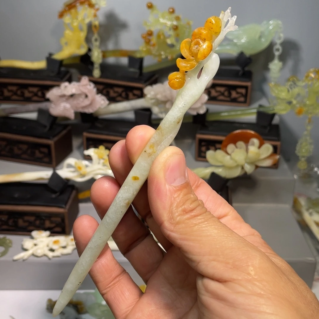 蛇纹石玉合金发饰