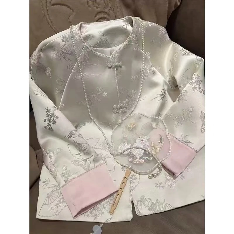 2025春季新款中国风外套刺绣提花拼接上衣复古重工绣花新中式外套