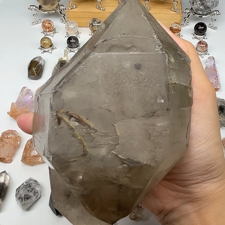未镶嵌水晶珠宝半成品水胆闪灵钻摆件