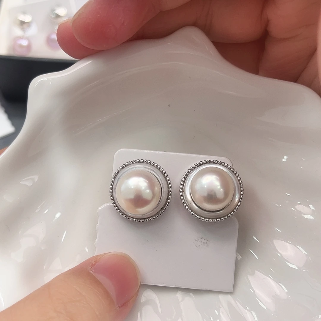 新号开播福利耳饰淡水珍珠银S925镶嵌