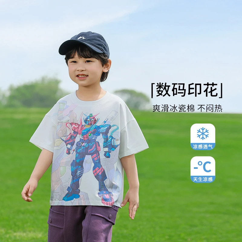 男童速干t恤短袖儿童白色上衣宝宝夏季卡通半袖小童痞帅男孩夏装