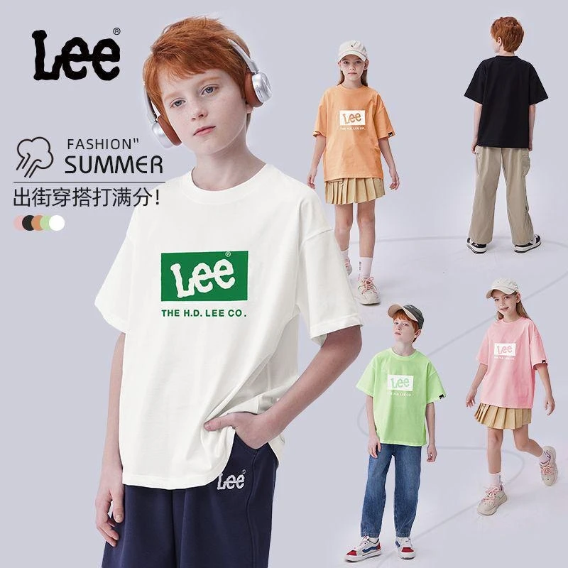 Leekids童装儿童短袖t恤夏季男童2025新款夏装女大童运动时尚半袖