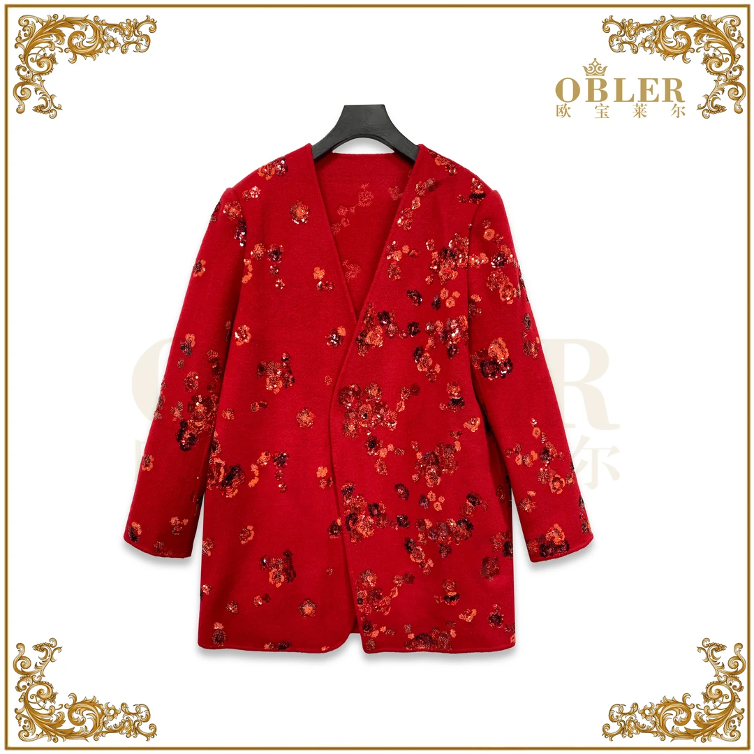 【欧宝莱尔】新款气质时尚轻奢女装外套328-1250