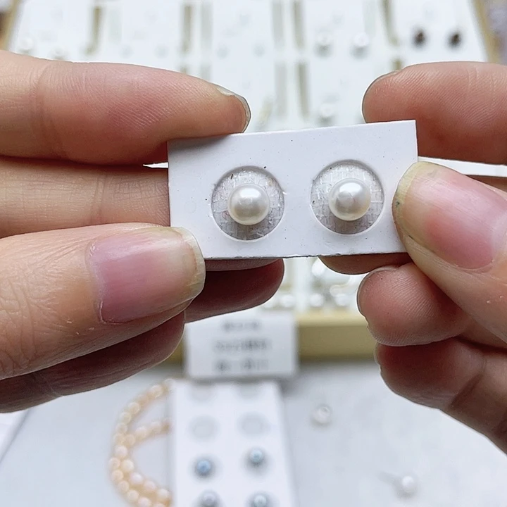 淡水珍珠耳饰银S925镶嵌超**福