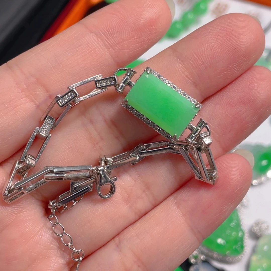 翡翠银S925镶嵌吊坠(不含链)