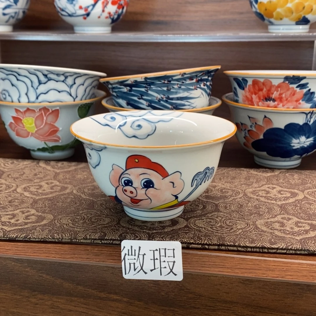 釉下手绘茶具微瑕