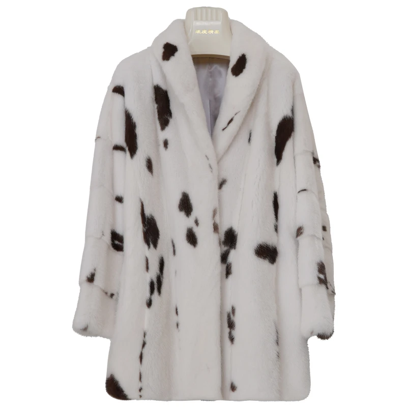 C19新款水貂皮草外套奶牛貂进口皮草外套女整貂貂皮大衣中长款