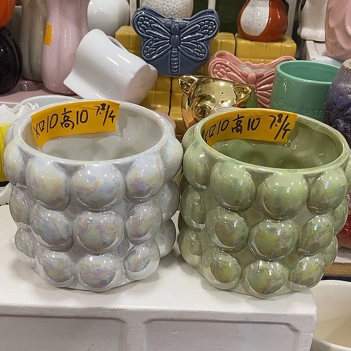 陶盆有孔 瑕疵针孔漏釉介意勿拍外口 10外高10