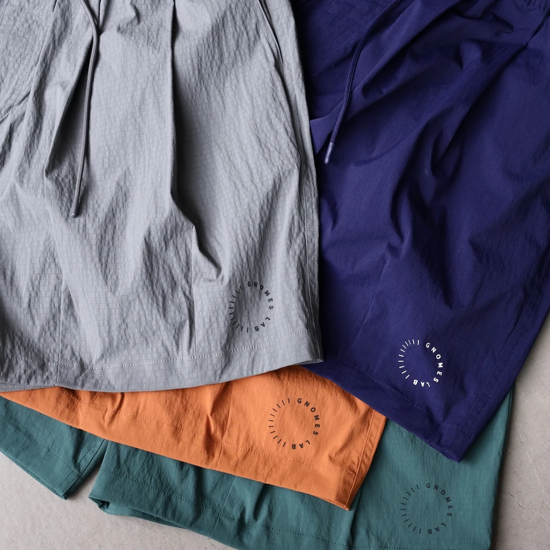 Gnomes lab 25SS 特织尼龙格子布彩色灯笼沙滩印花短裤