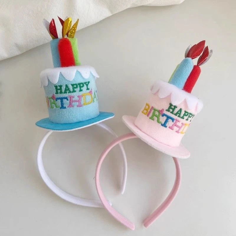韩国ins网红生日蜡烛帽子发箍 派对装饰生日彩色蛋糕帽拍照道具