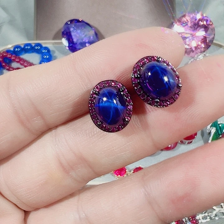 非金属红色蓝色吊坠戒指