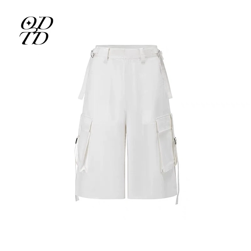 【设计师款】ODTD 25春夏新品大口袋宽松阔腿工装短裤时尚多结构女