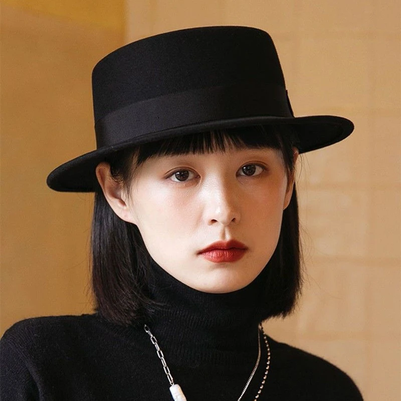 新疆乌市包邮法式复古女士韩版礼帽女日系秋冬黑色顶帽时尚百搭平