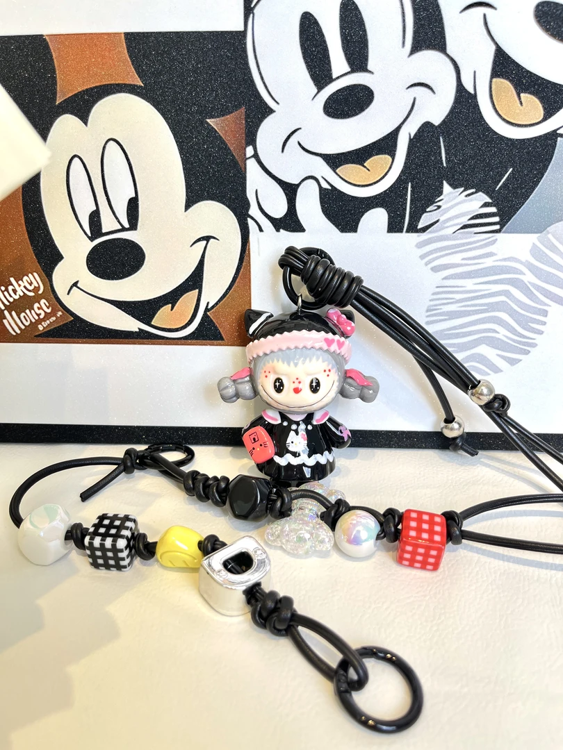 可爱闺蜜黑布布娃娃少女风卡通风手机斜挎包包挂件可调节创意手工