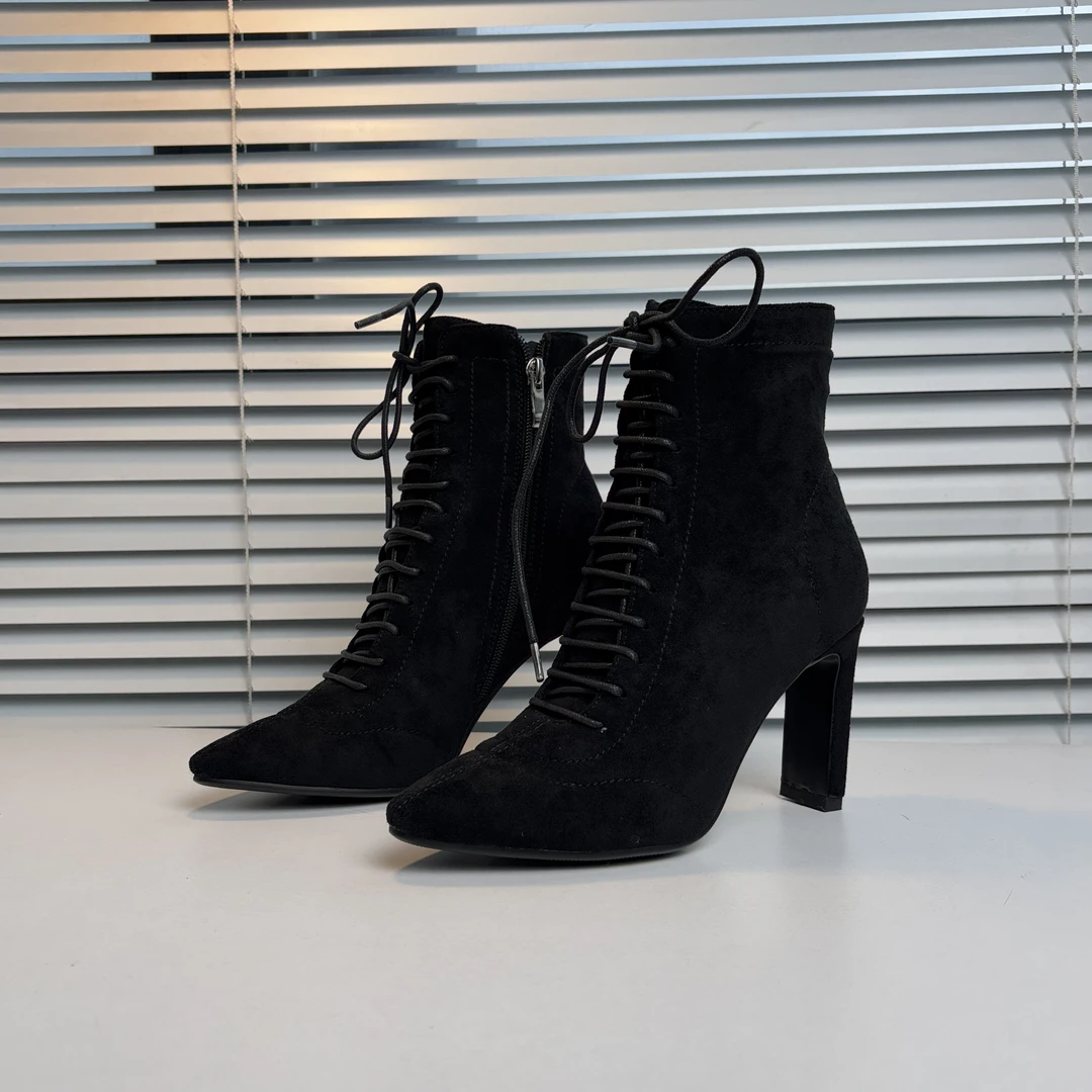 【仅剩34，39码】真皮跟高8cm短靴Y66