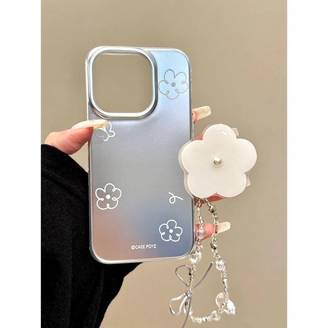 适用苹果iphone16promax电镀花朵15pro创意支架14ins挂件13手机壳