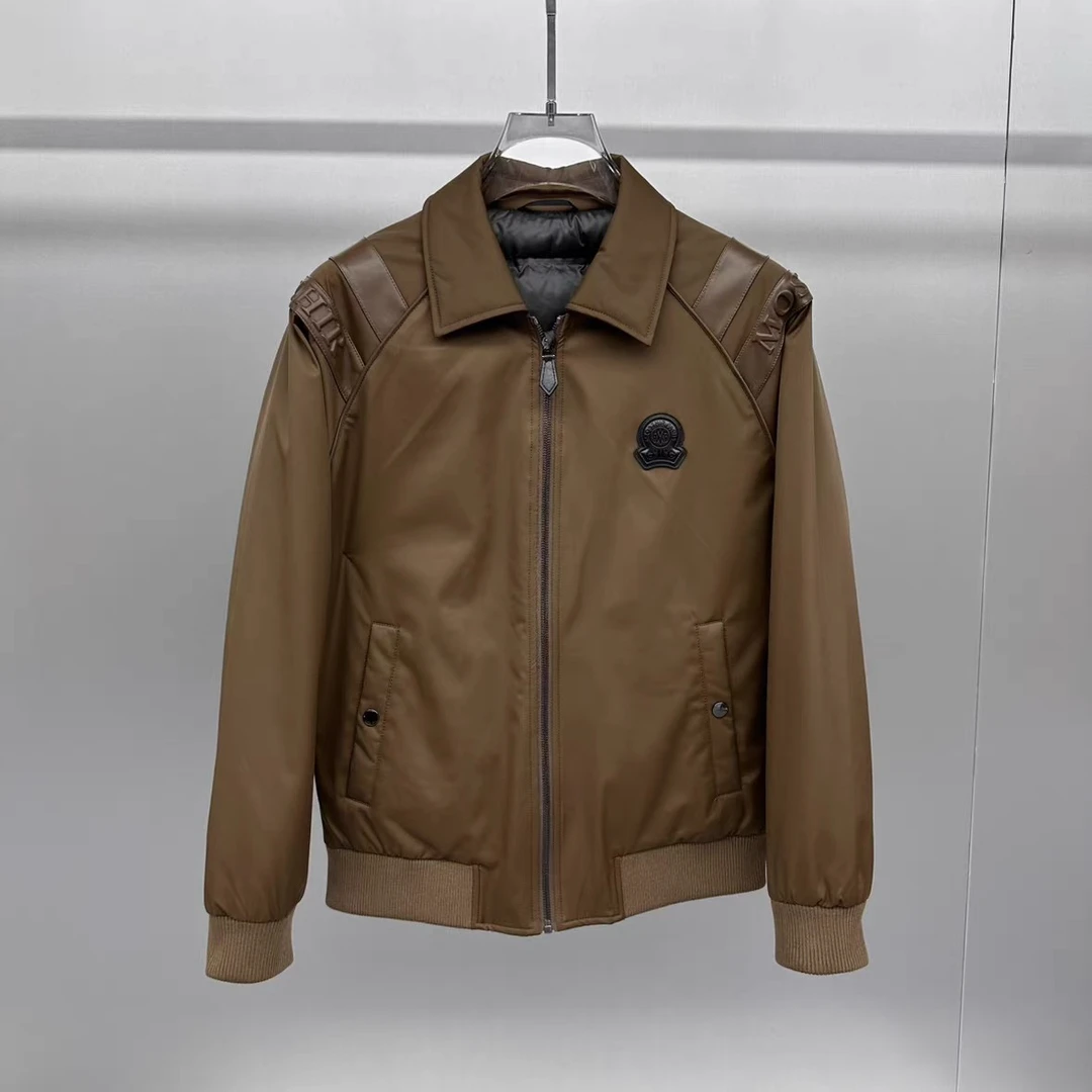 冬季欧货高端男保暖百塔拼接压花翻领厚服夹克休闲修身外套YR933