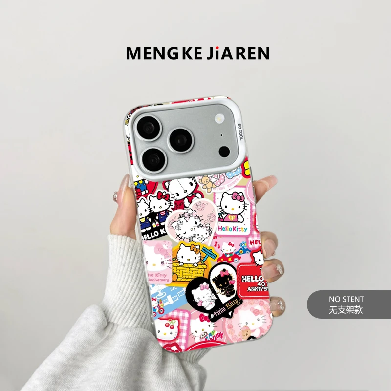 kitty猫贴纸适用于苹果17promax华为小米手机壳vivo防摔带支架款