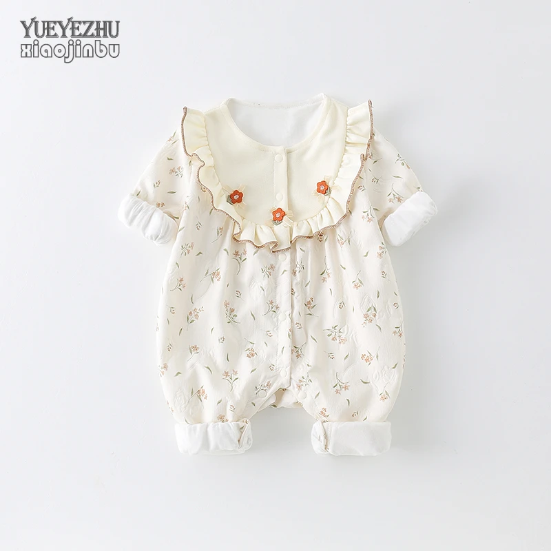 韩版婴儿衣服秋装长袖新生儿女宝宝连体衣春秋洋气公主满月哈衣潮