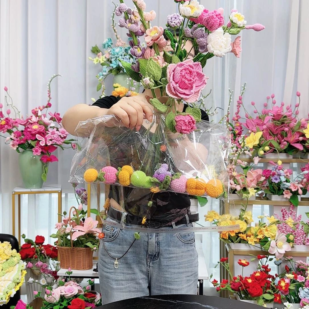 莱赛尔纤维棉手工钩织花束