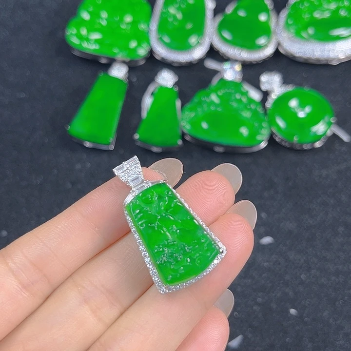 翡翠银S925镶嵌吊坠(不含链)