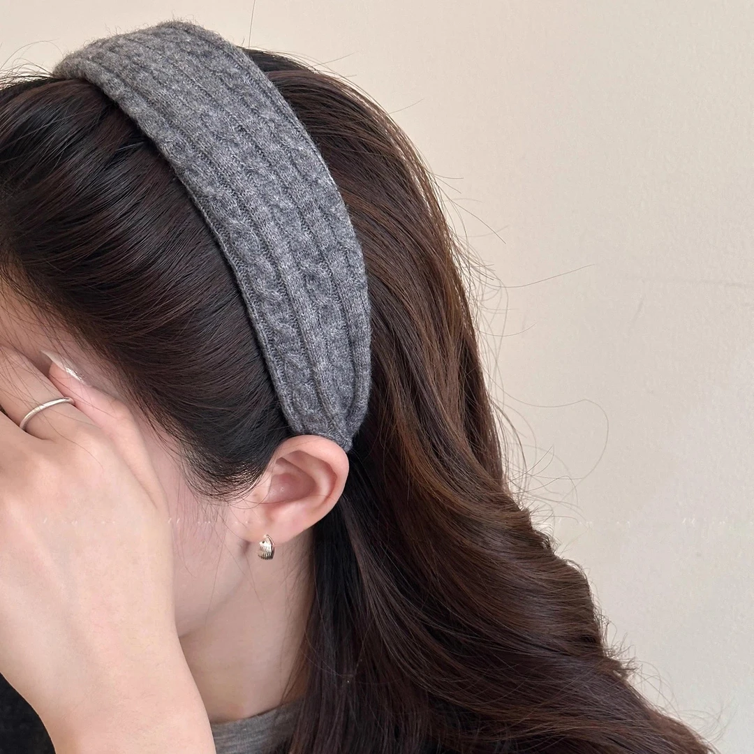 韩系秋冬毛线针织宽边发箍女气质高颅顶压发头箍日常百搭外出头饰
