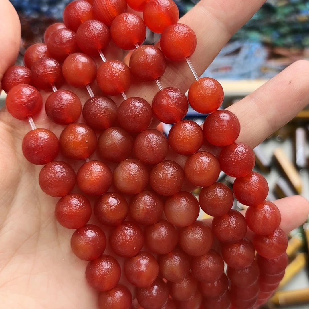 玛瑙/玉髓未镶嵌珠宝半成品卡12红玛橘皮一条