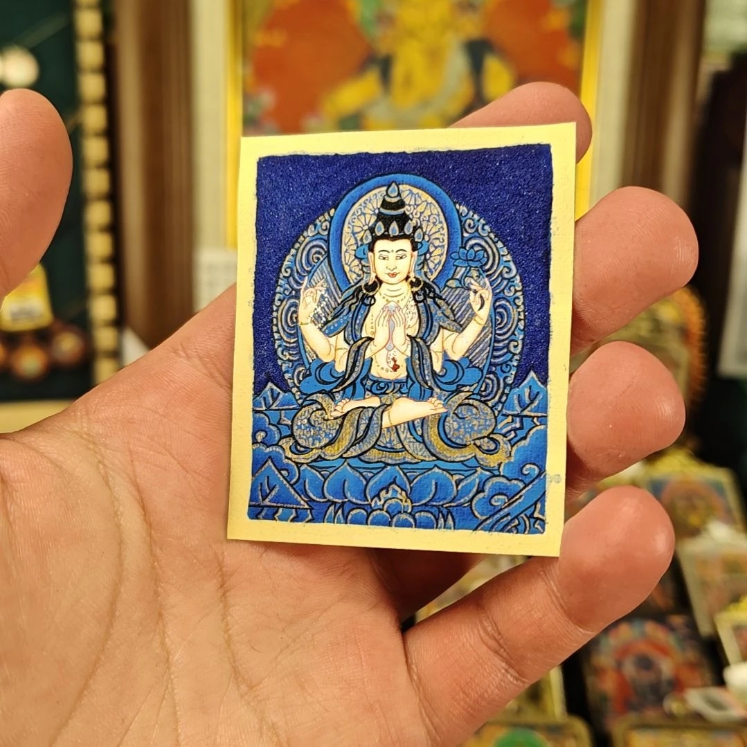 恐***友吊坠纯手绘四臂观观老师唐卡