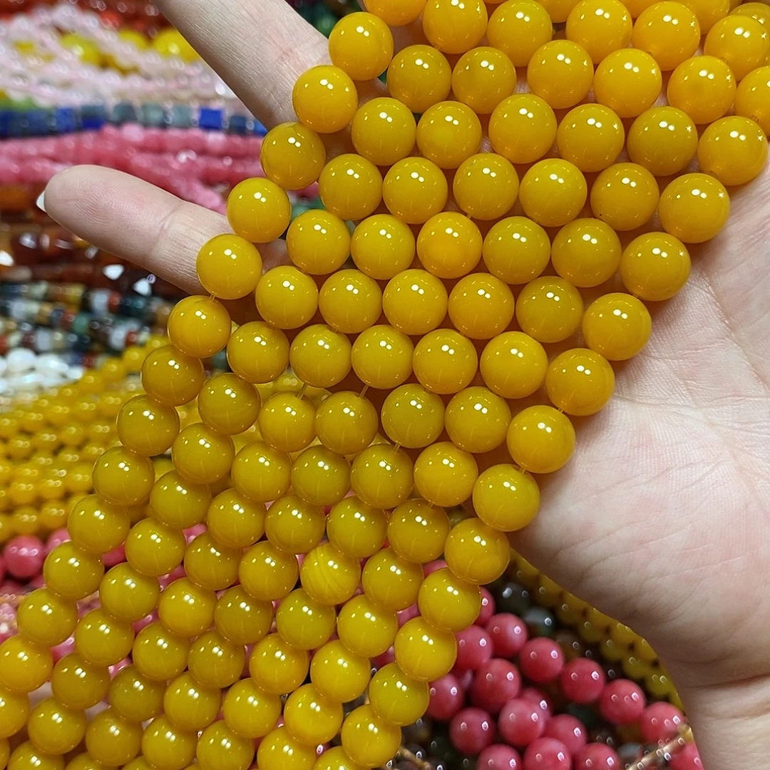 玛瑙/玉髓未镶嵌珠宝半成品鸡油黄玛瑙一条卡10mm
