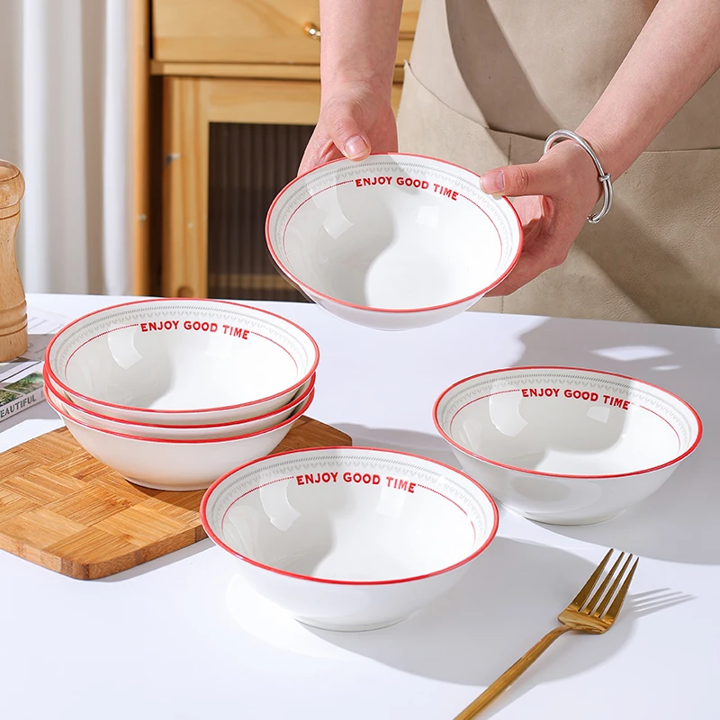 4个装 爆款6英寸美好时光斗碗面碗汤碗网红陶瓷餐具釉下