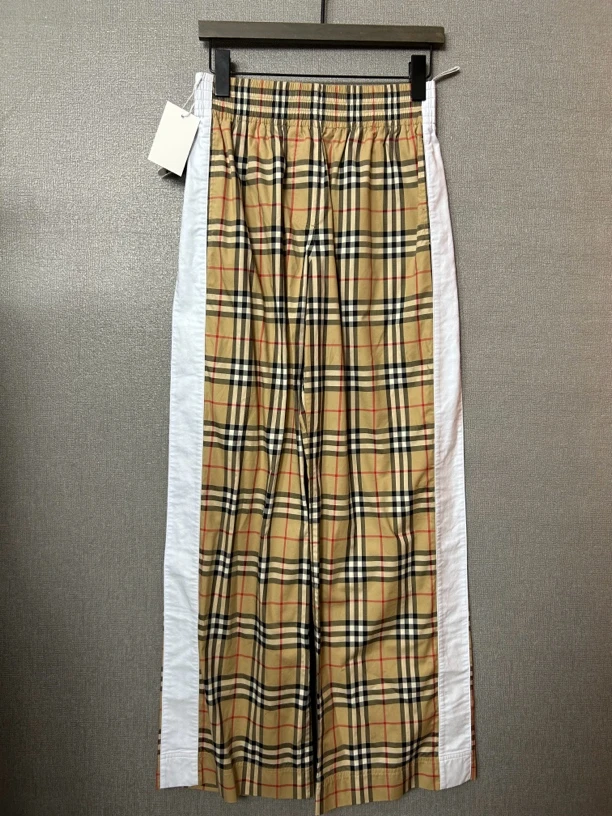95新 BURBERRY/博柏利 Burberry格纹白边长裤95新