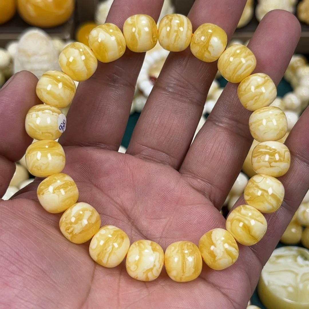 琥珀手链未镶嵌同料焦皮杨枝甘露虎皮老邢手串12mm