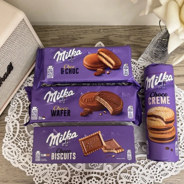Milka妙卡巧克力饼干巧克力棒饼干威化饼干巧克力夹心蛋糕派