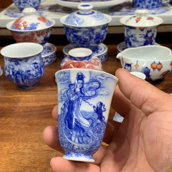 晓竹窑青花童子拜观音