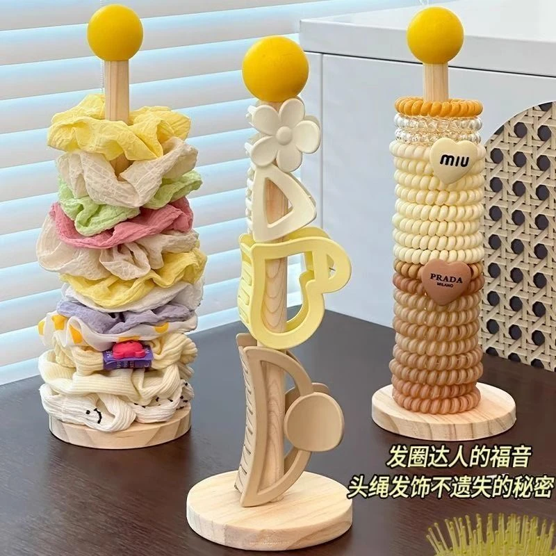 木质大肠发圈收纳架高颜值皮筋头绳头花鲨鱼夹收纳居家发饰展示架