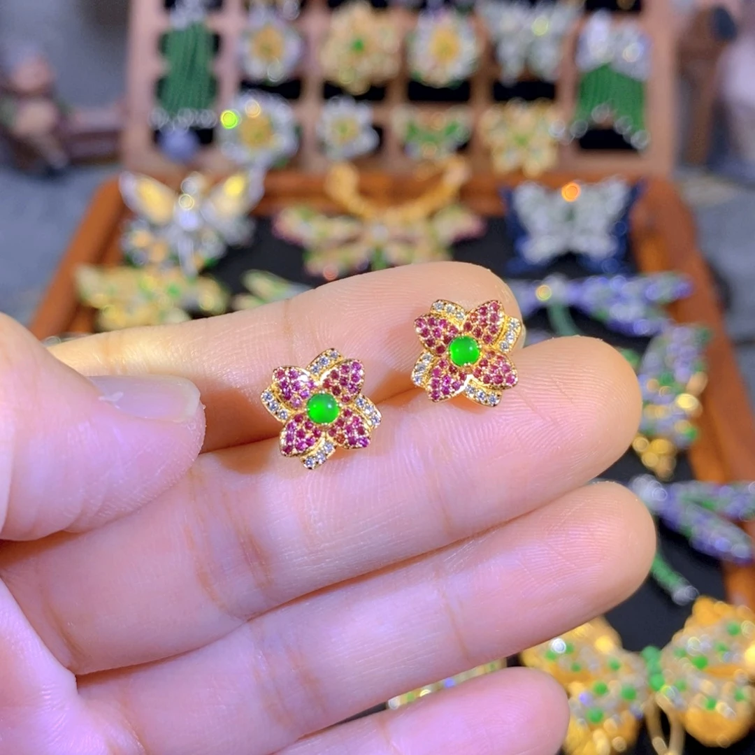 吊坠(不含链)银S925镶嵌翡翠