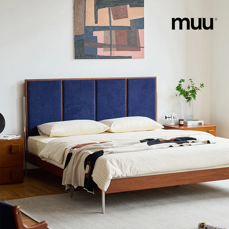 【里安床软包款】MUU复古实木软包床布艺床头原木风简约小户型